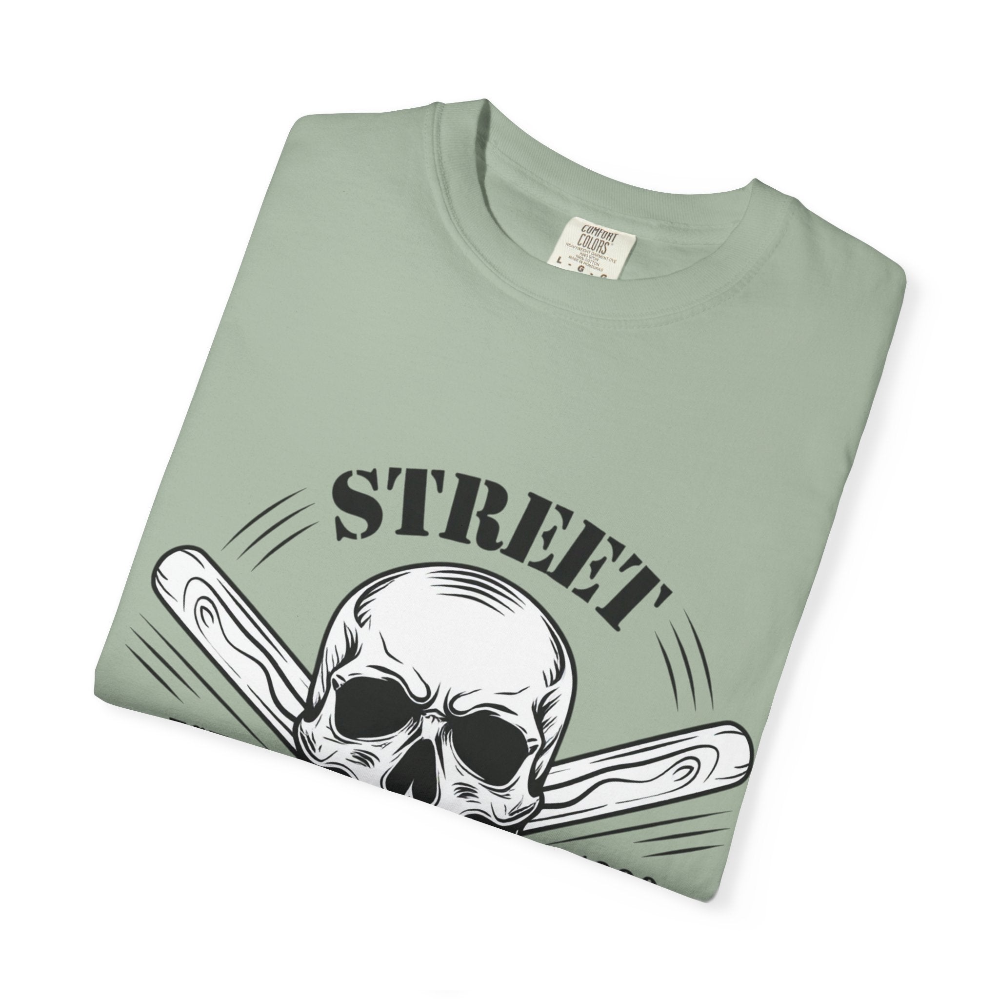 Street Fighting Club Skull T-Shirt — Vintage Skull & Crossed Baseball Bats Design