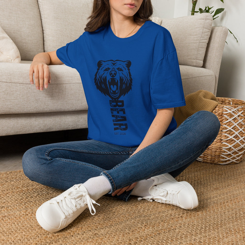 Bear Graphic T‑Shirt — Roaring Bear Vertical Text Design