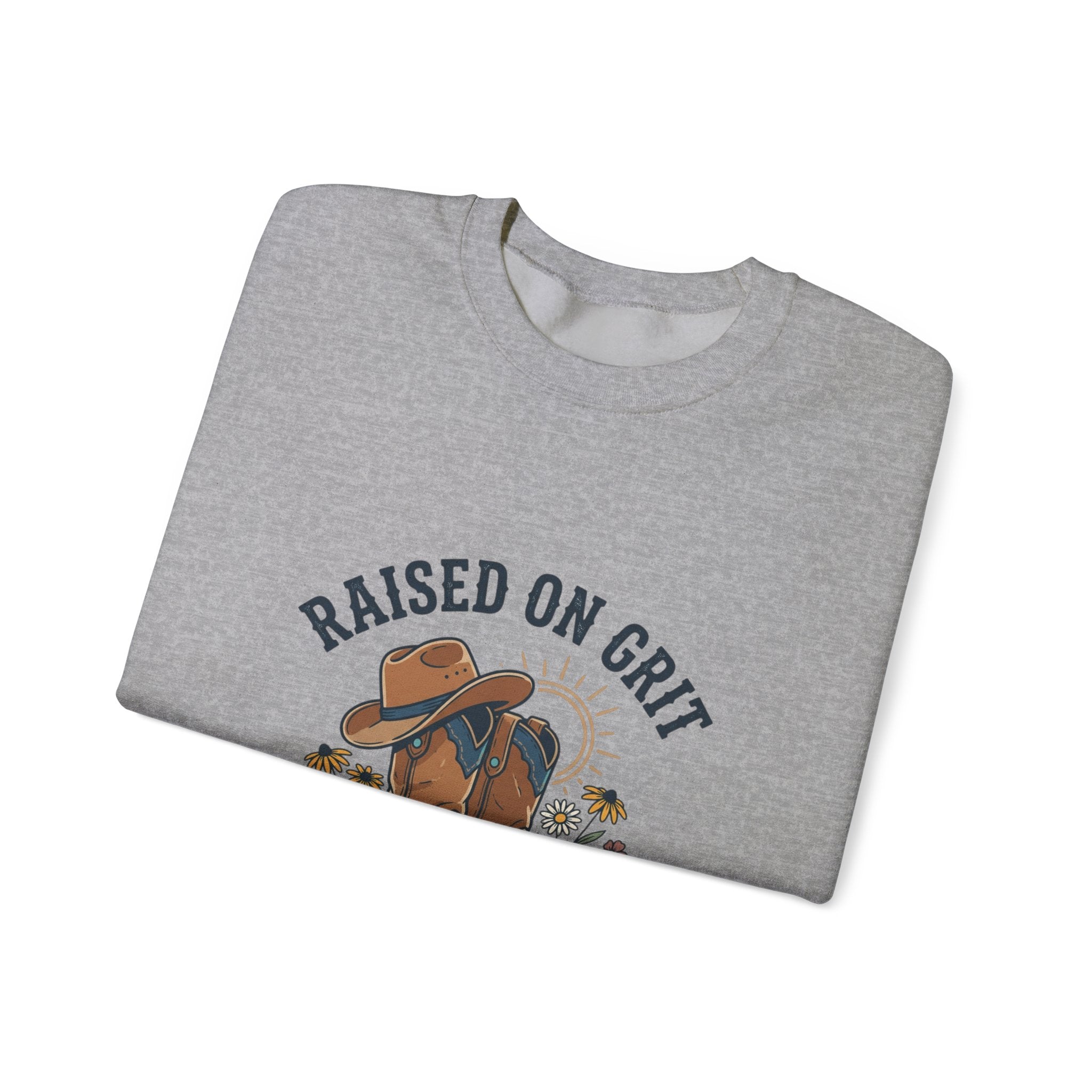 Raised on Grit & Country Hits Sweatshirt | western ranch rustic prairie