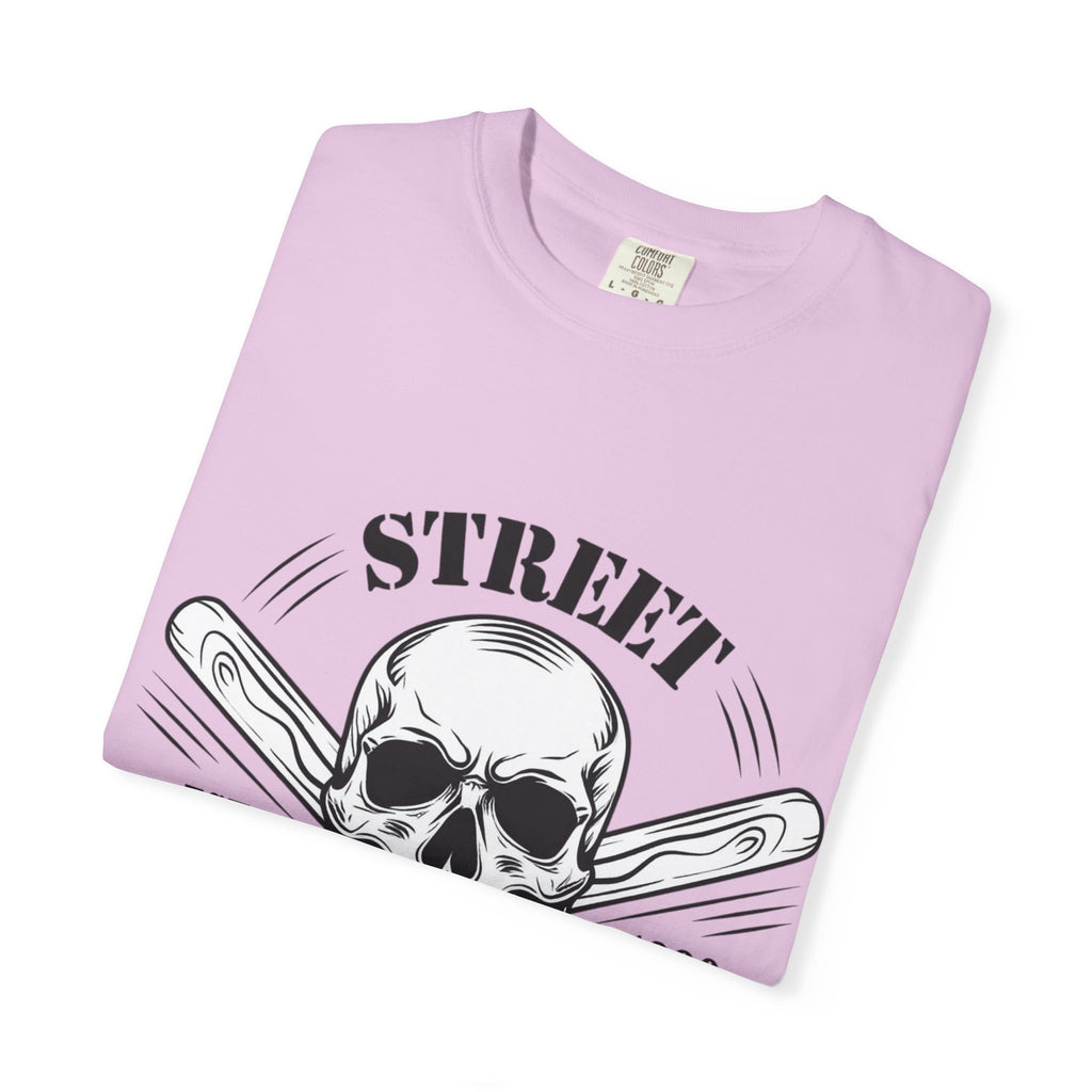 Street Fighting Club Skull T-Shirt — Vintage Skull & Crossed Baseball Bats Design
