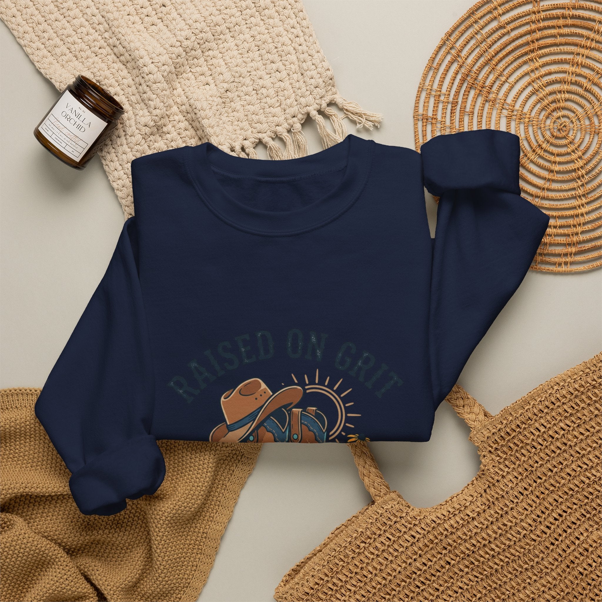 Raised on Grit & Country Hits Sweatshirt | western ranch rustic prairie