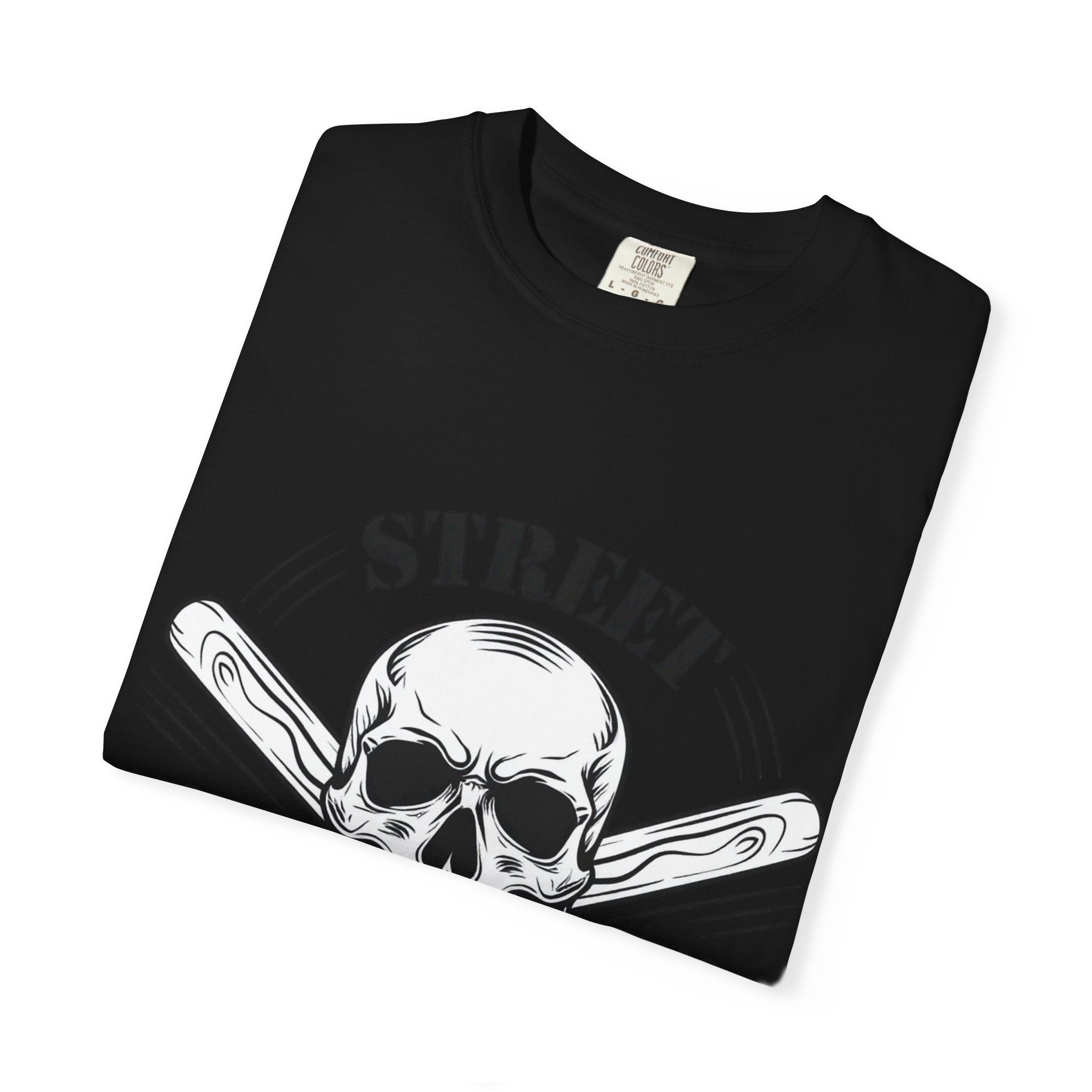 Street Fighting Club Skull T-Shirt — Vintage Skull & Crossed Baseball Bats Design