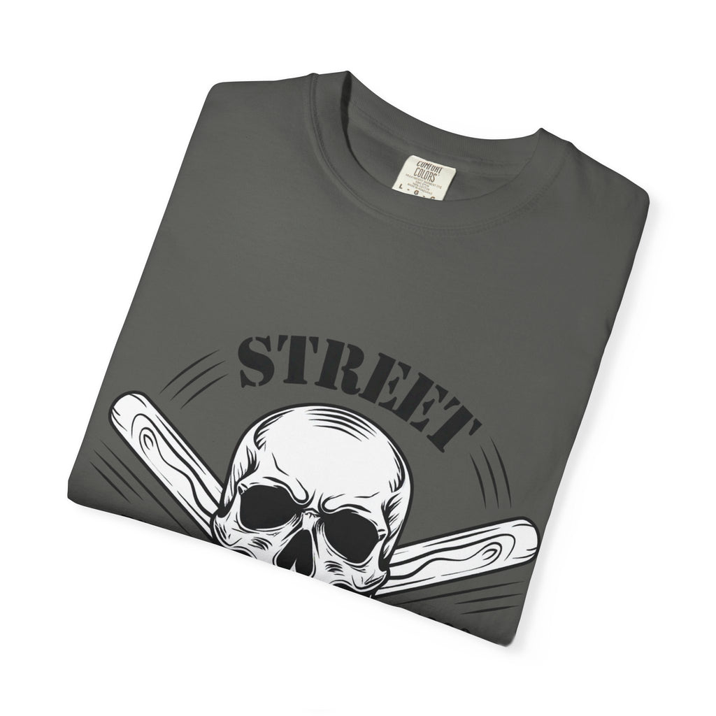 Street Fighting Club Skull T-Shirt — Vintage Skull & Crossed Baseball Bats Design