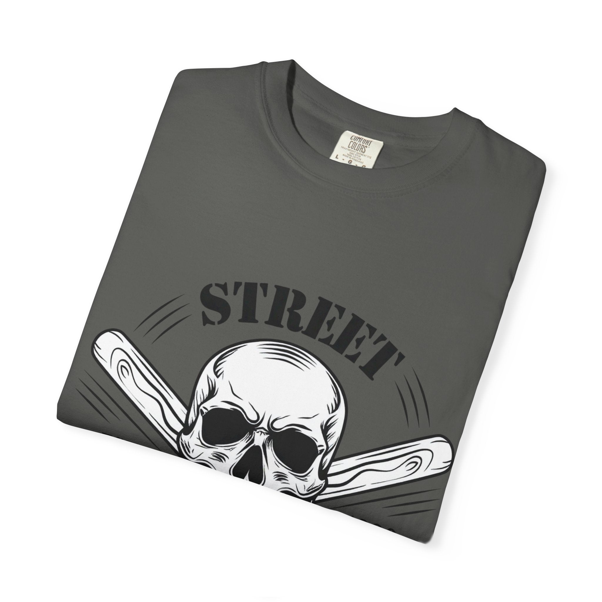 Street Fighting Club Skull T-Shirt — Vintage Skull & Crossed Baseball Bats Design