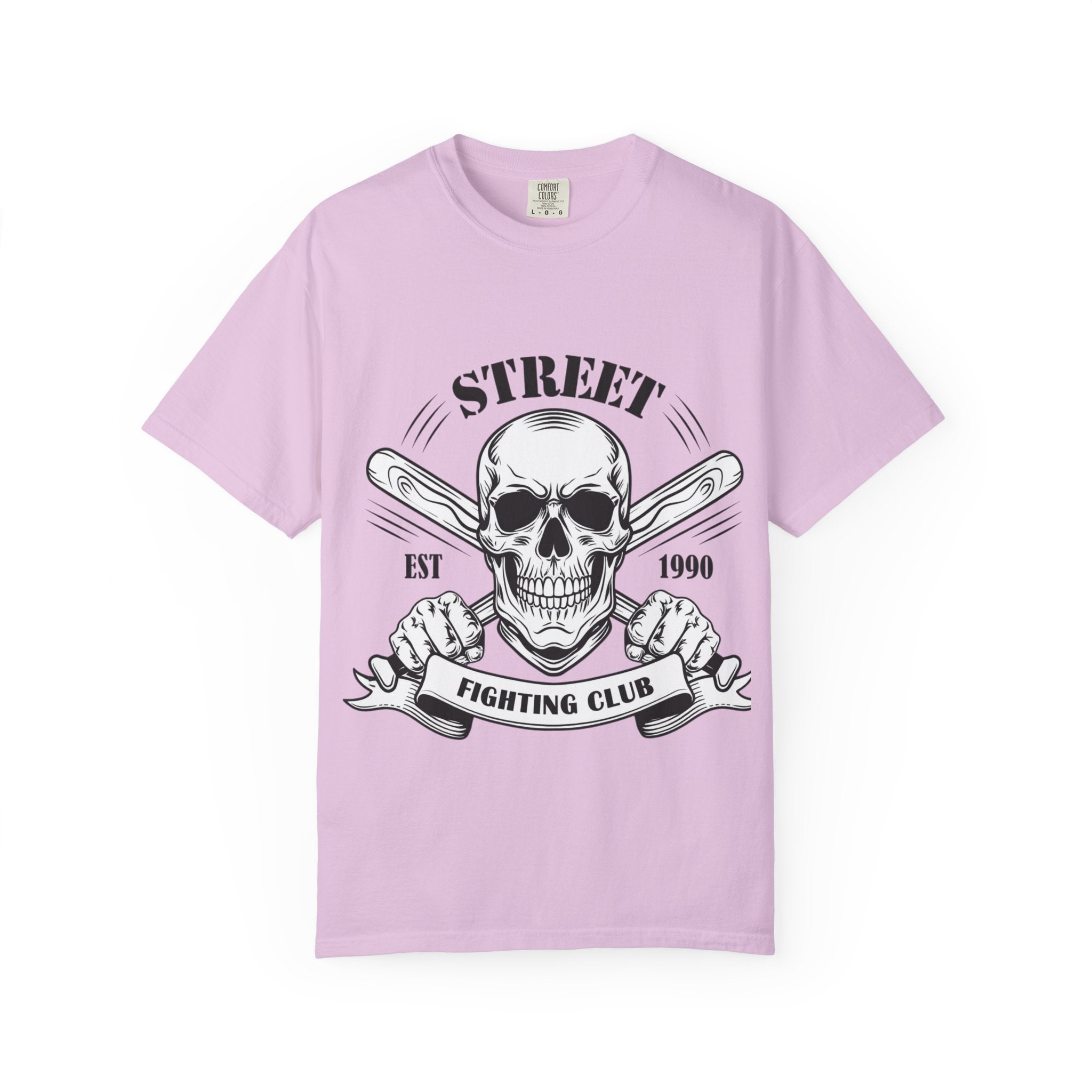 Street Fighting Club Skull T-Shirt — Vintage Skull & Crossed Baseball Bats Design