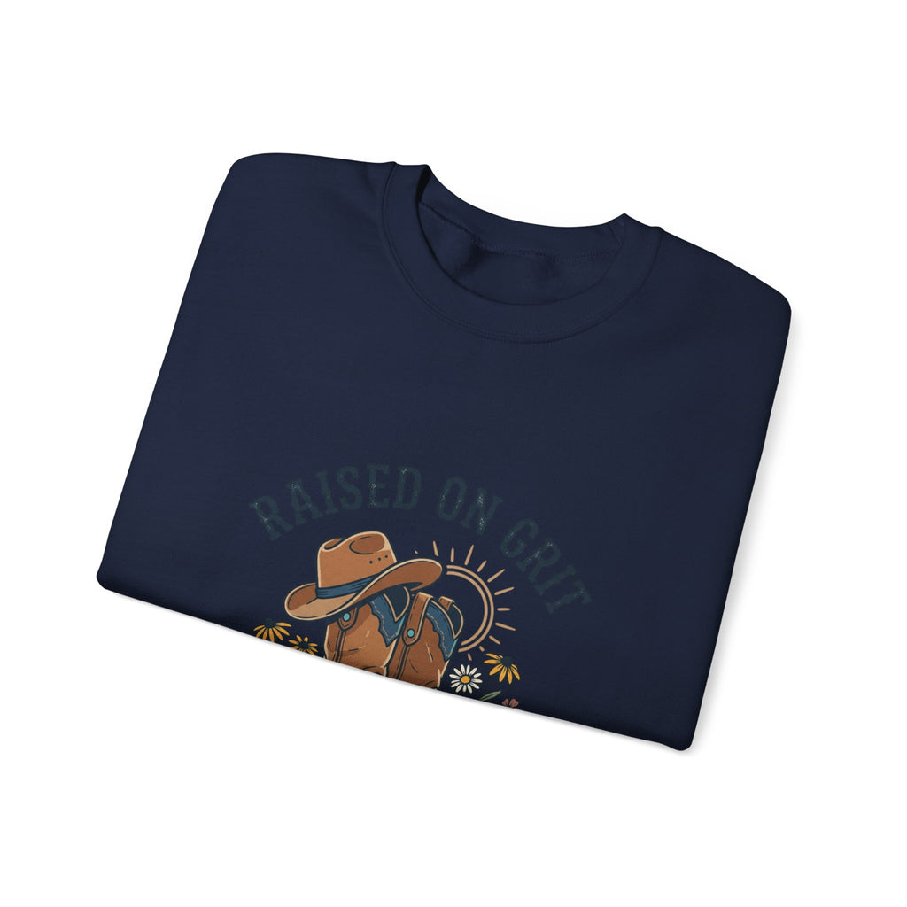 Raised on Grit & Country Hits Sweatshirt | western ranch rustic prairie