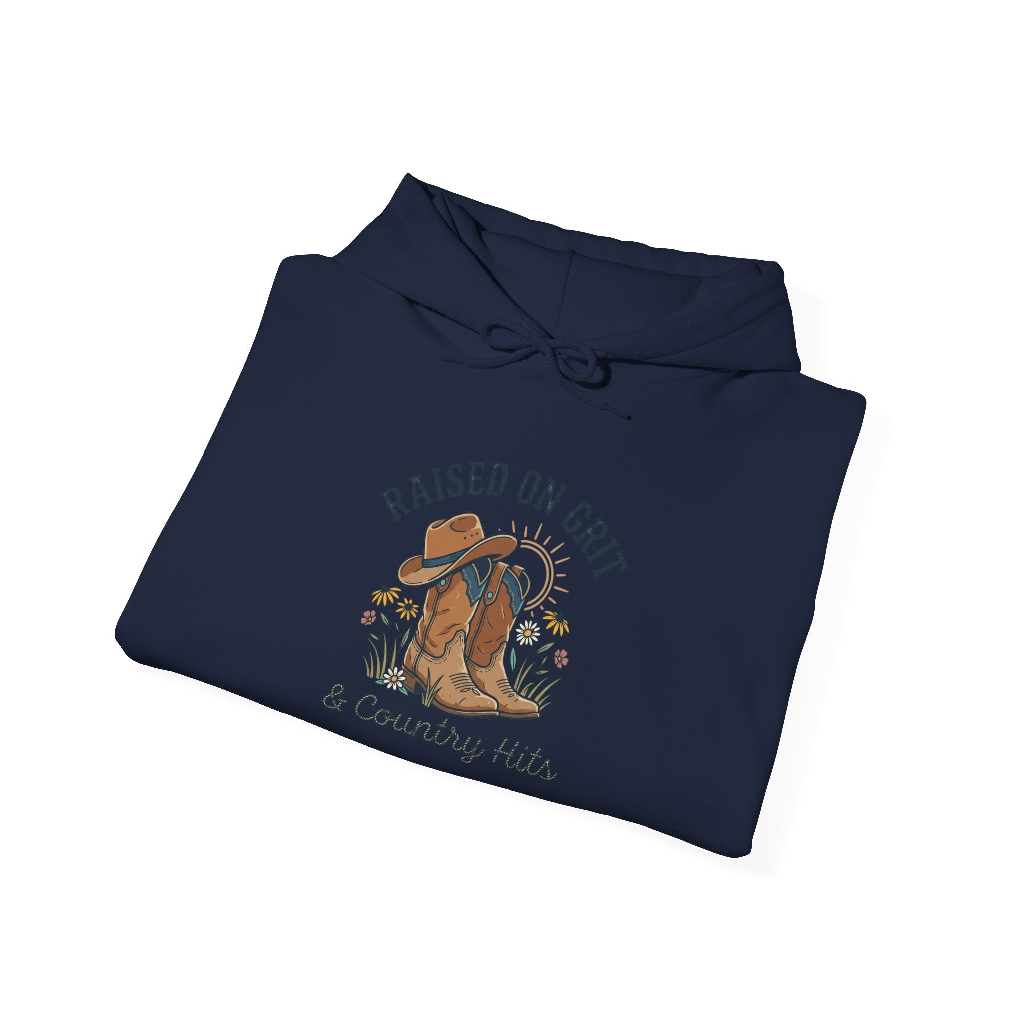 Raised on Grit & Country Hits Hoodie | western ranch cowgirl rustic prairie