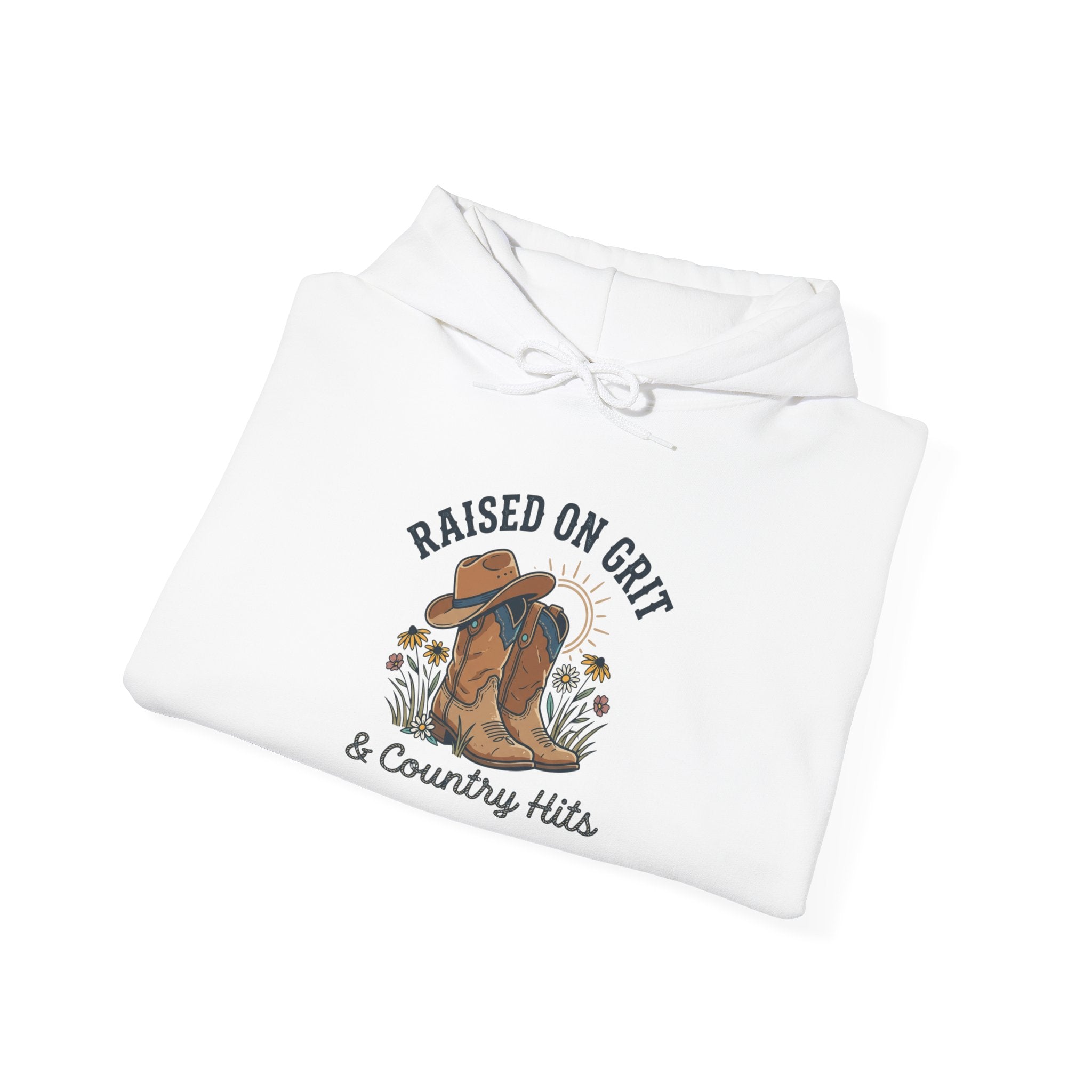 Raised on Grit & Country Hits Hoodie | western ranch cowgirl rustic prairie