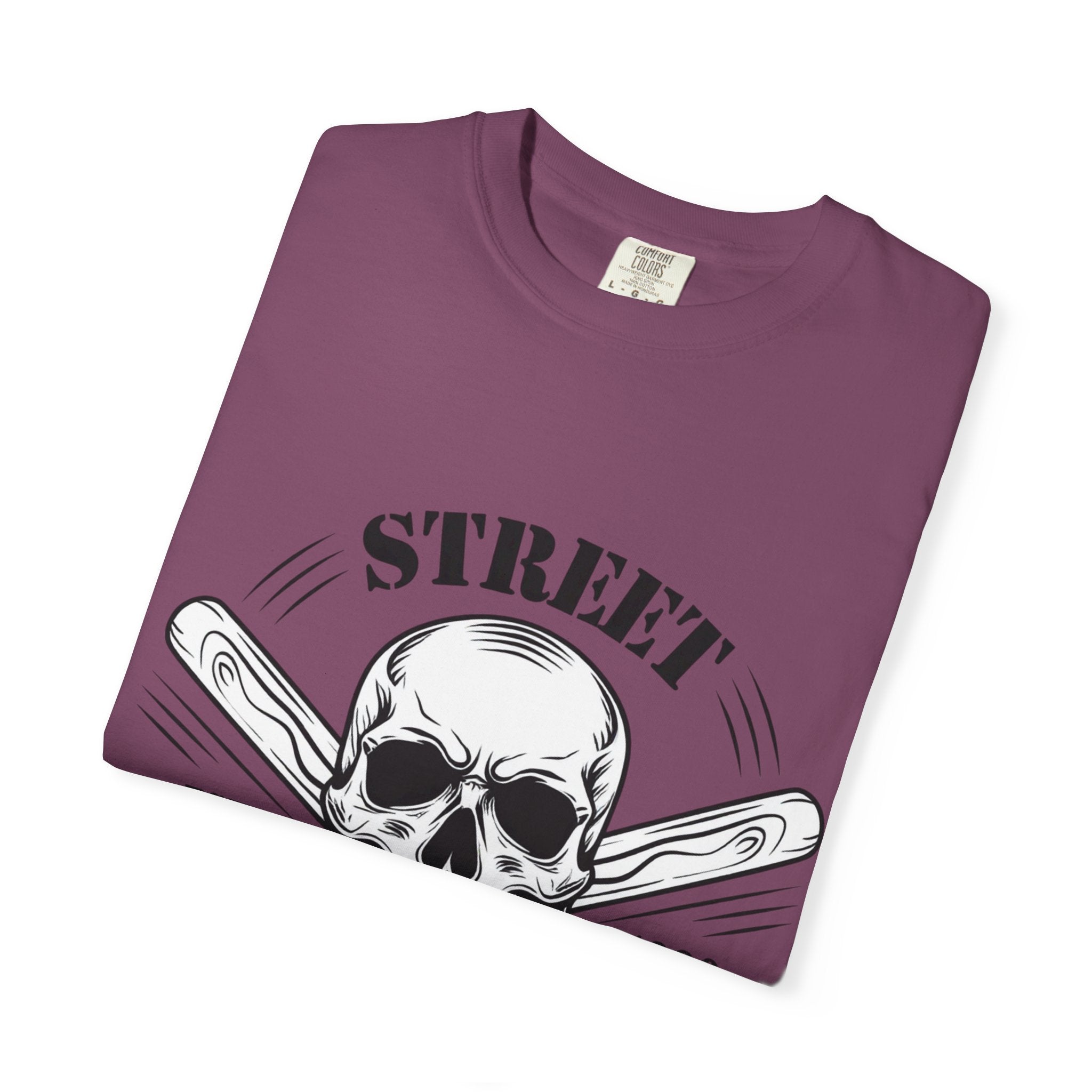 Street Fighting Club Skull T-Shirt — Vintage Skull & Crossed Baseball Bats Design