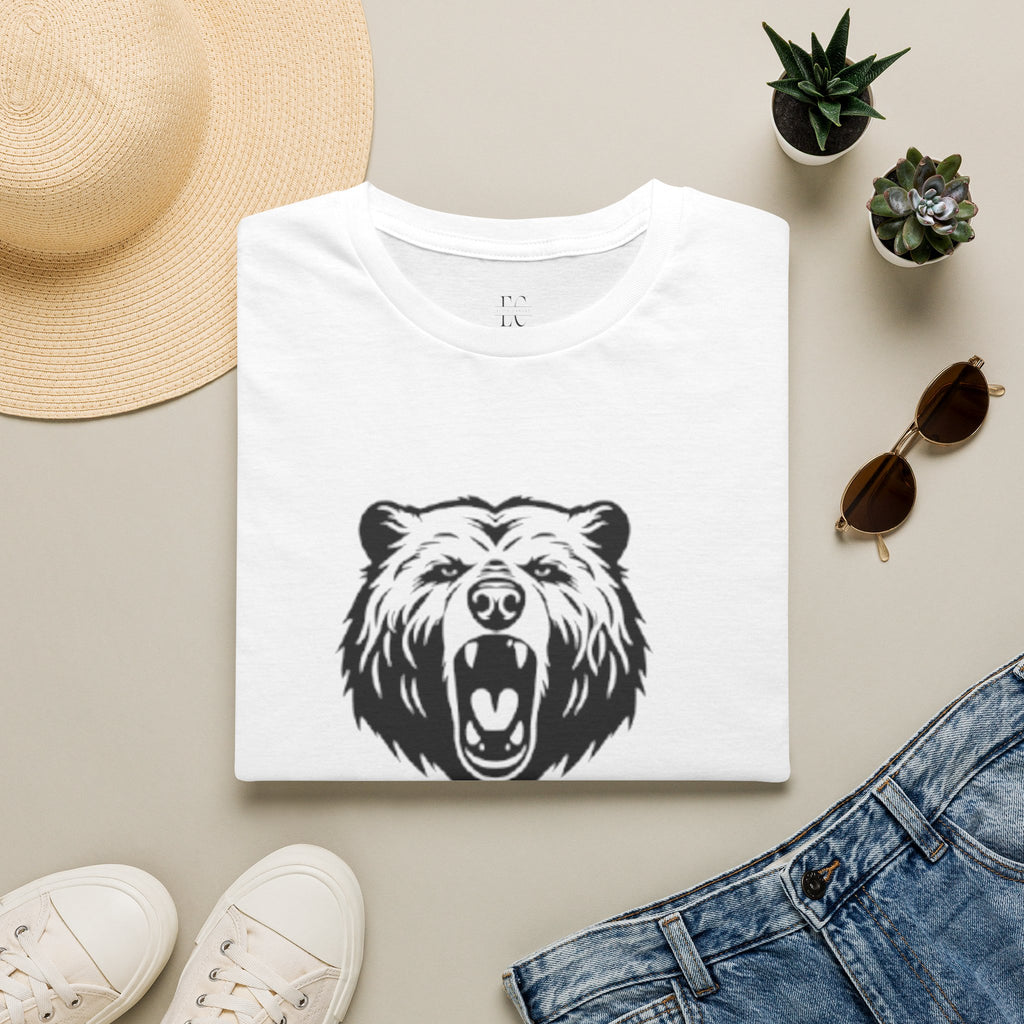 Bear Graphic T‑Shirt — Roaring Bear Vertical Text Design