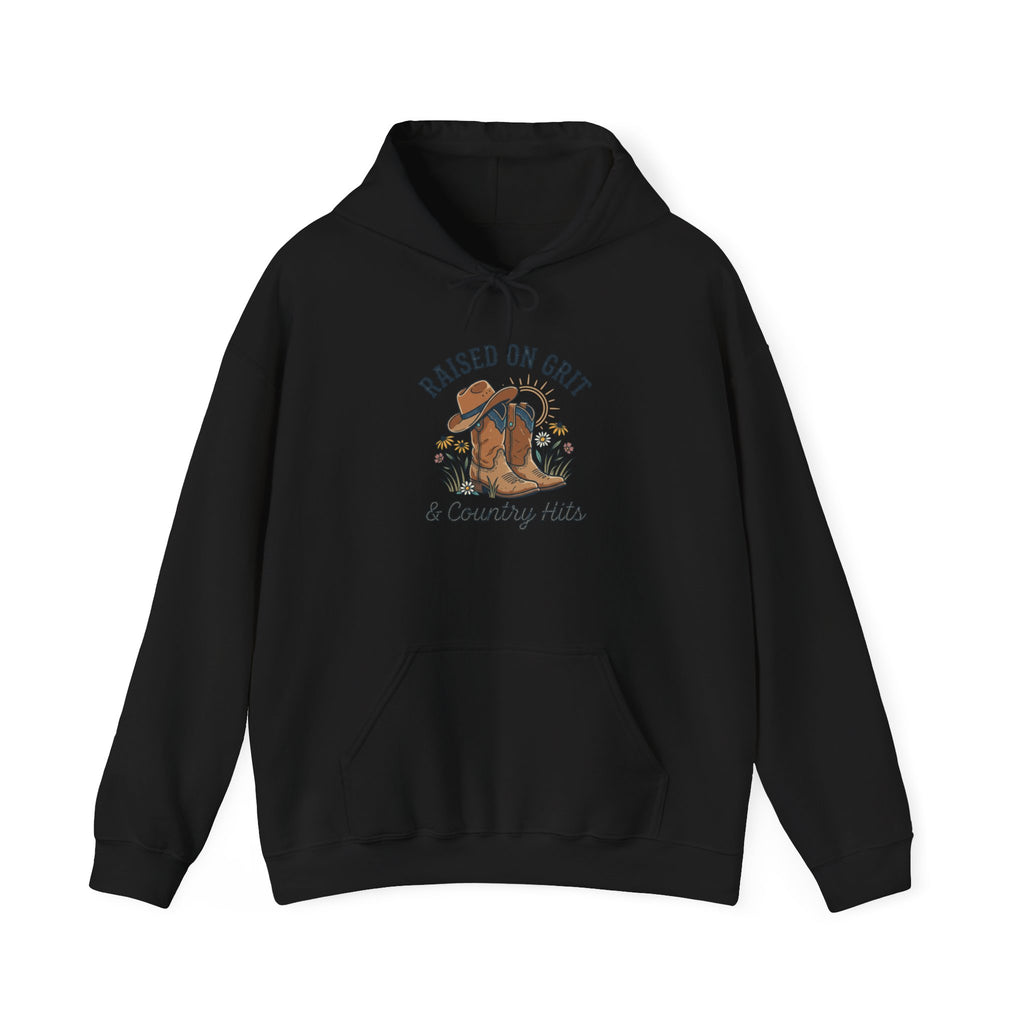 Raised on Grit & Country Hits Hoodie | western ranch cowgirl rustic prairie