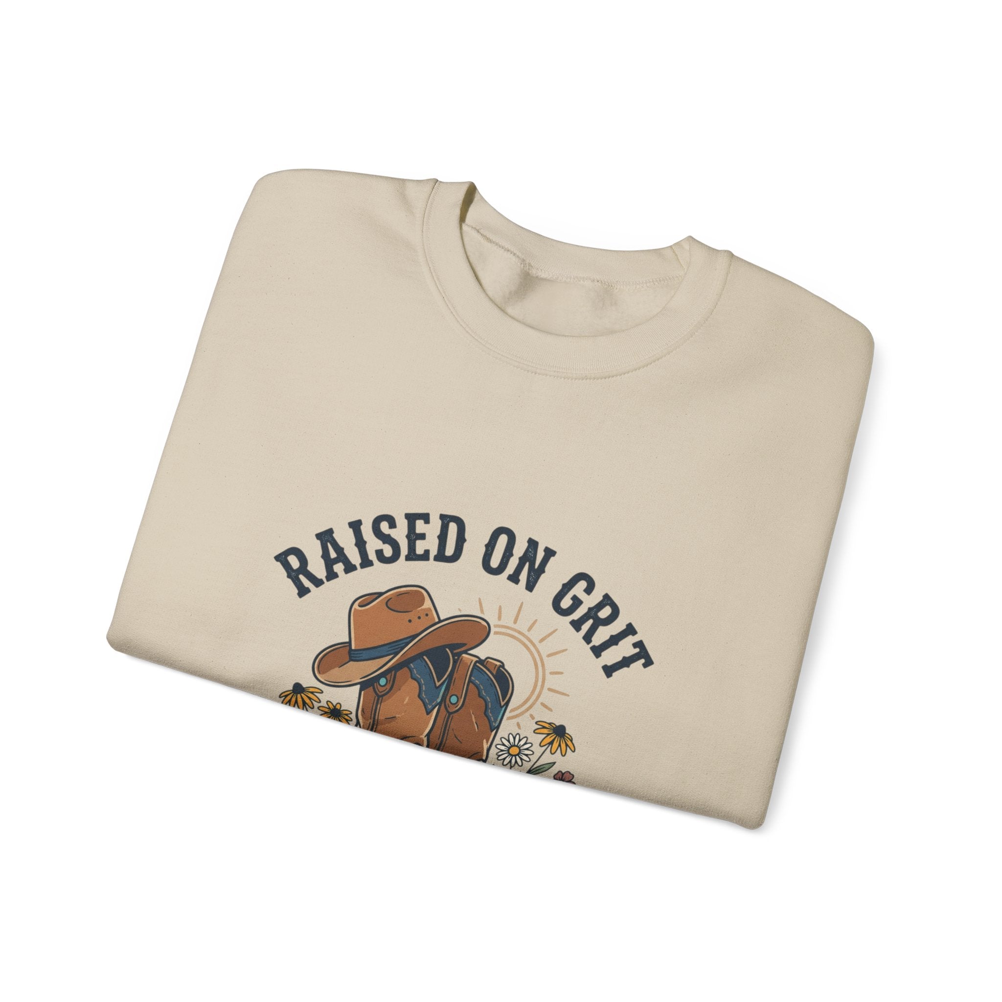 Raised on Grit & Country Hits Sweatshirt | western ranch rustic prairie