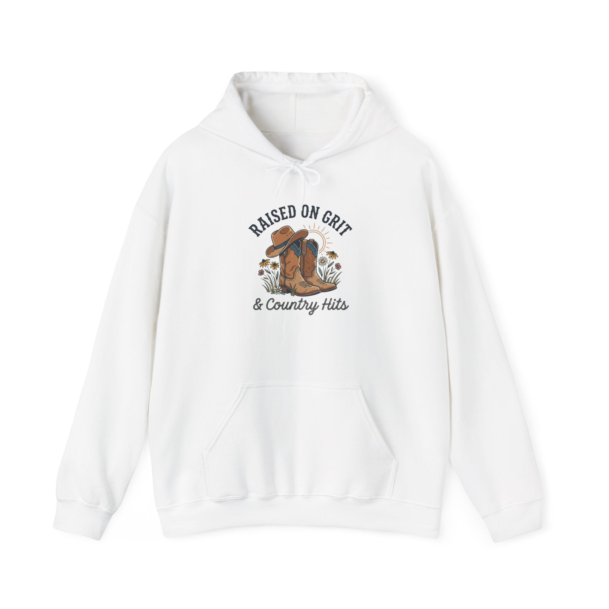 Raised on Grit & Country Hits Hoodie | western ranch cowgirl rustic prairie