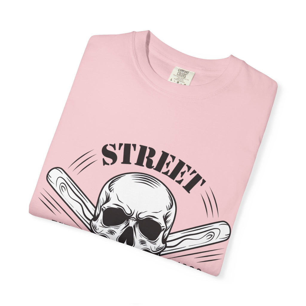 Street Fighting Club Skull T-Shirt — Vintage Skull & Crossed Baseball Bats Design