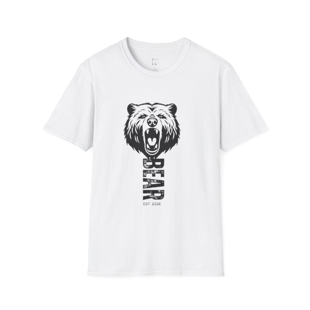 Bear Graphic T‑Shirt — Roaring Bear Vertical Text Design