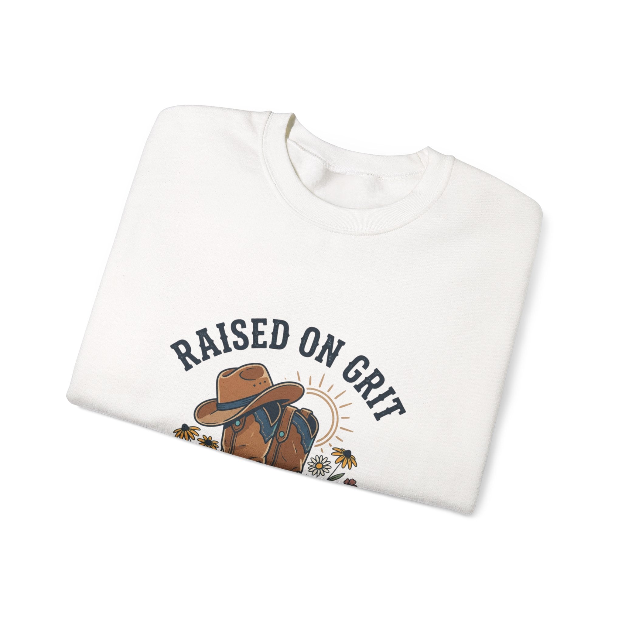 Raised on Grit & Country Hits Sweatshirt | western ranch rustic prairie