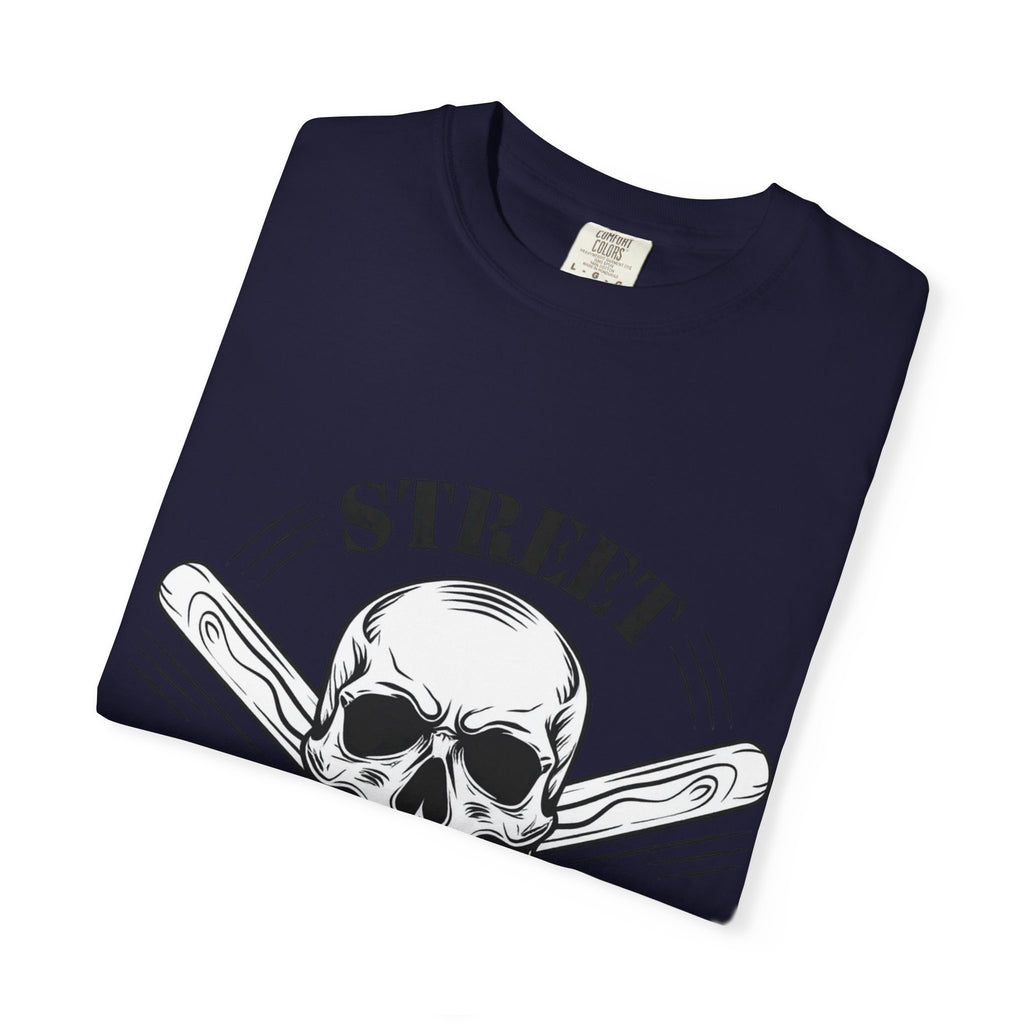 Street Fighting Club Skull T-Shirt — Vintage Skull & Crossed Baseball Bats Design
