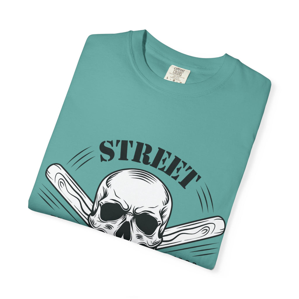 Street Fighting Club Skull T-Shirt — Vintage Skull & Crossed Baseball Bats Design