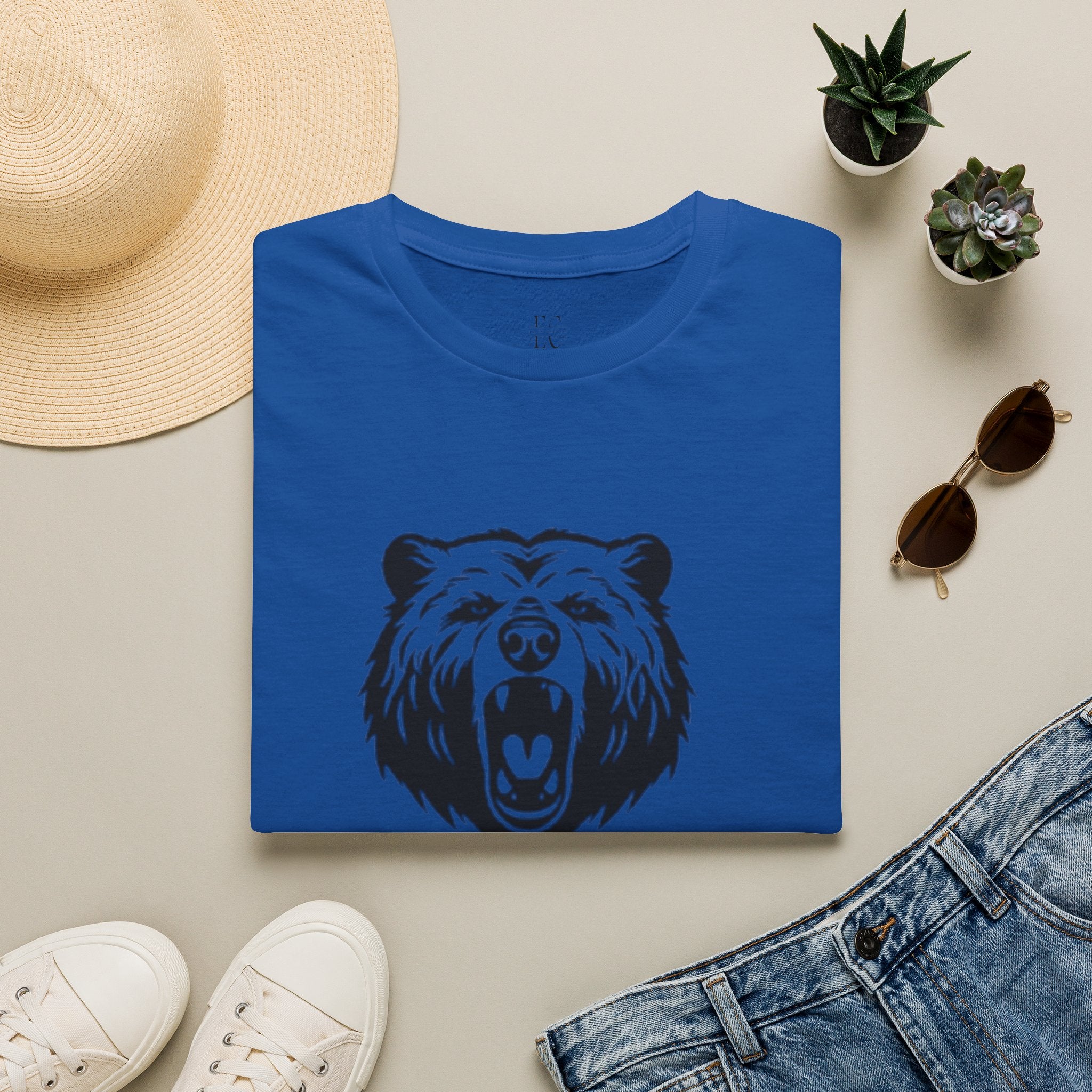 Bear Graphic T‑Shirt — Roaring Bear Vertical Text Design
