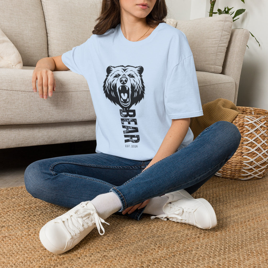Bear Graphic T‑Shirt — Roaring Bear Vertical Text Design