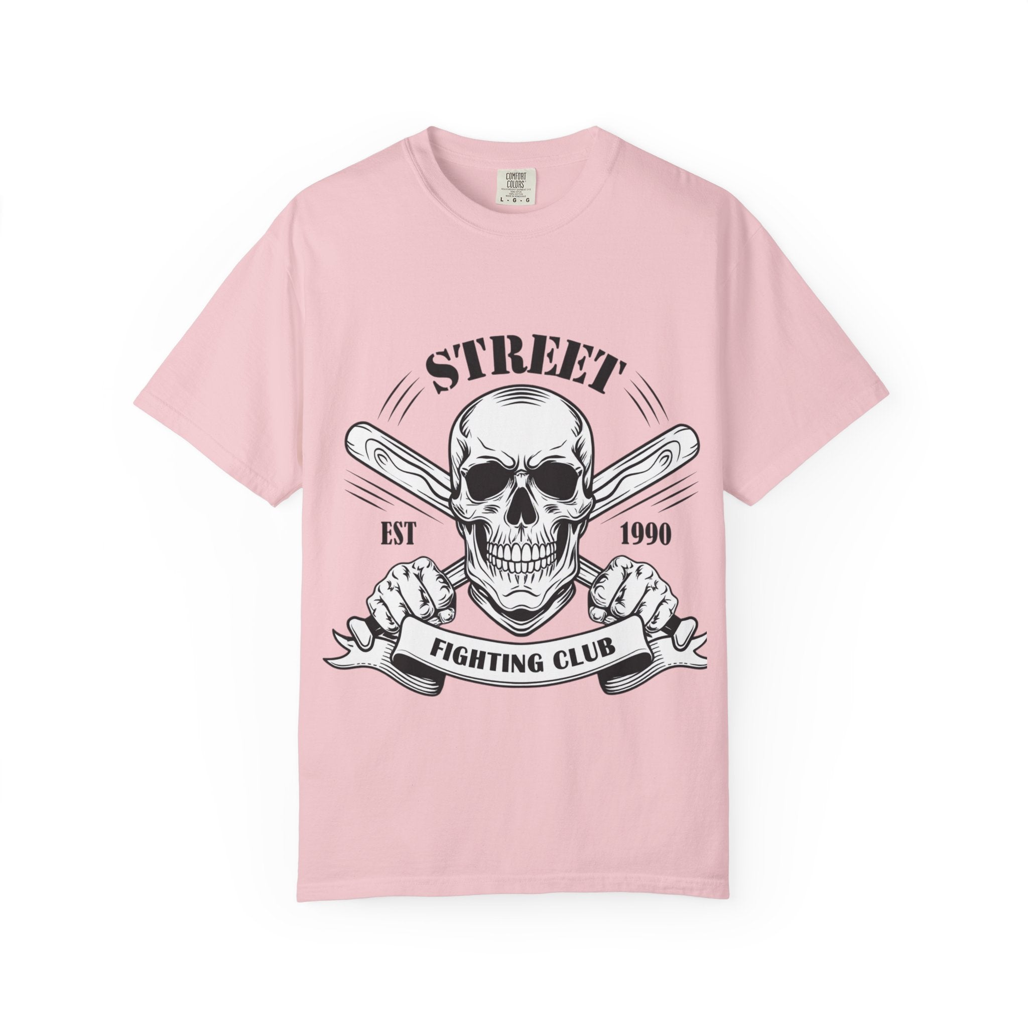 Street Fighting Club Skull T-Shirt — Vintage Skull & Crossed Baseball Bats Design