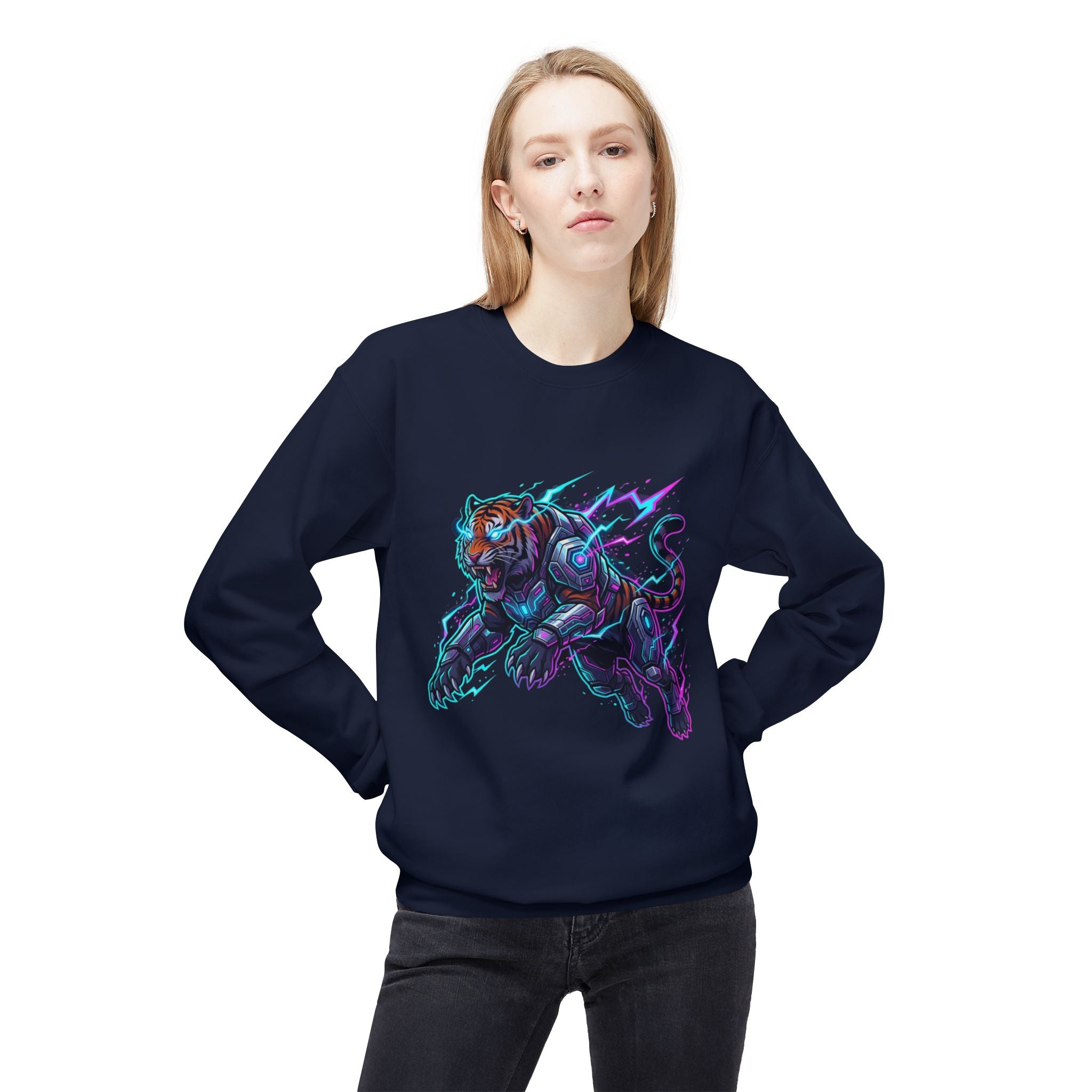 Cyber Panther Sweatshirt — Electric Neon Panther Graphic Crewneck