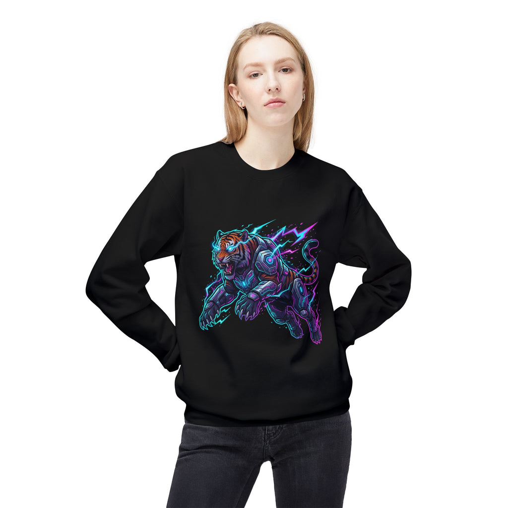 Cyber Panther Sweatshirt — Electric Neon Panther Graphic Crewneck