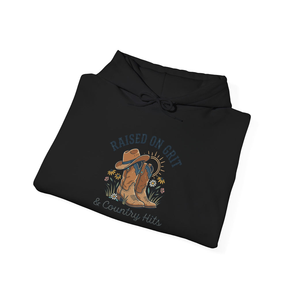 Raised on Grit & Country Hits Hoodie | western ranch cowgirl rustic prairie