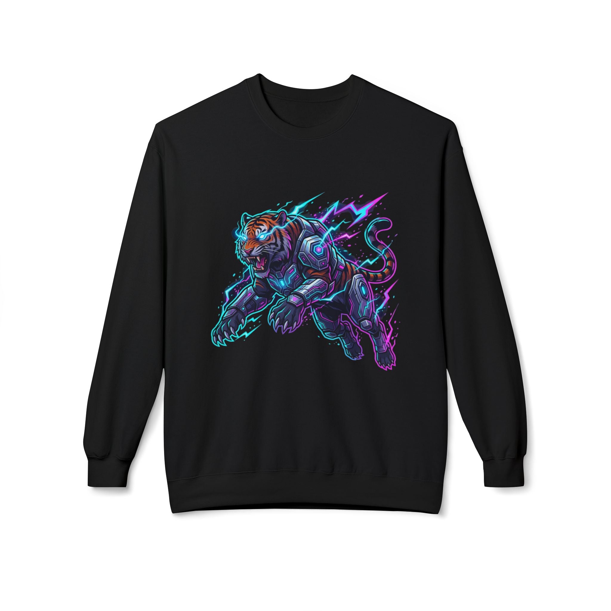 Cyber Panther Sweatshirt — Electric Neon Panther Graphic Crewneck