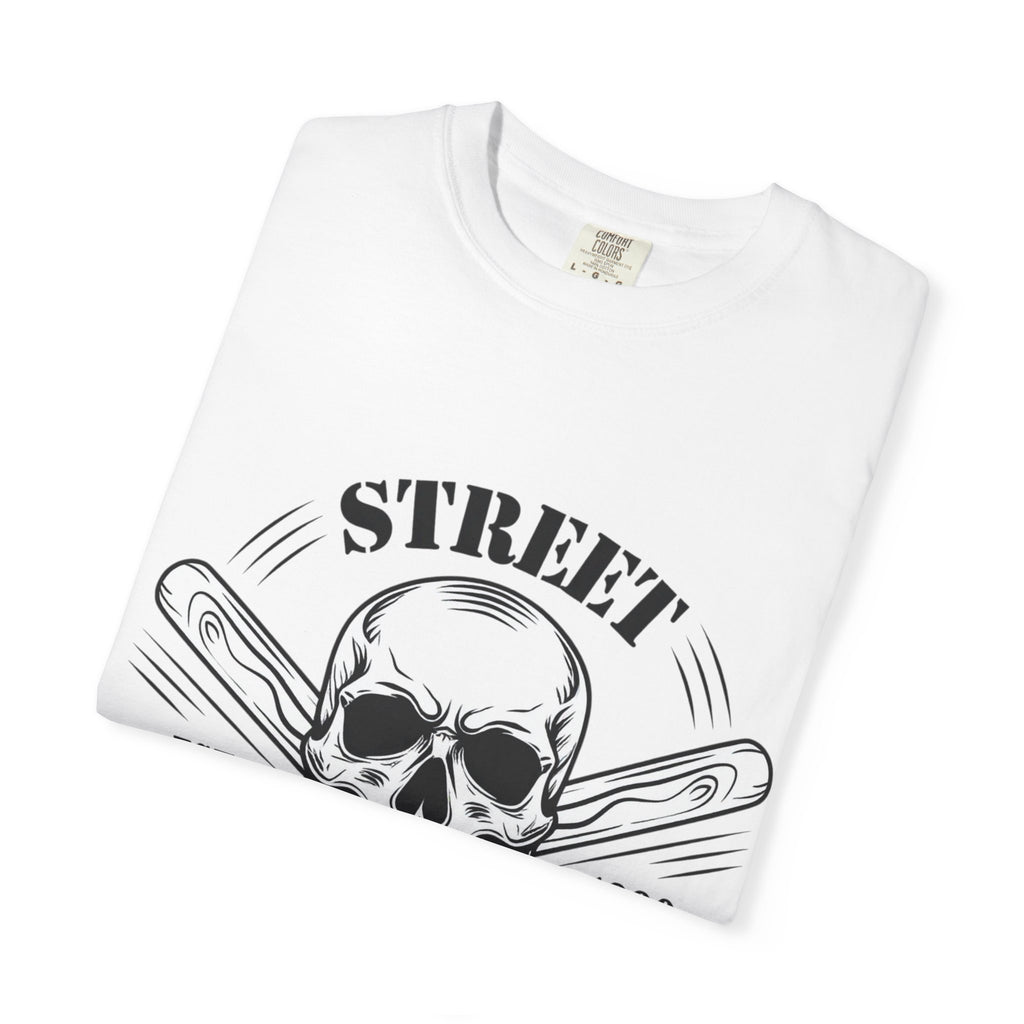 Street Fighting Club Skull T-Shirt — Vintage Skull & Crossed Baseball Bats Design