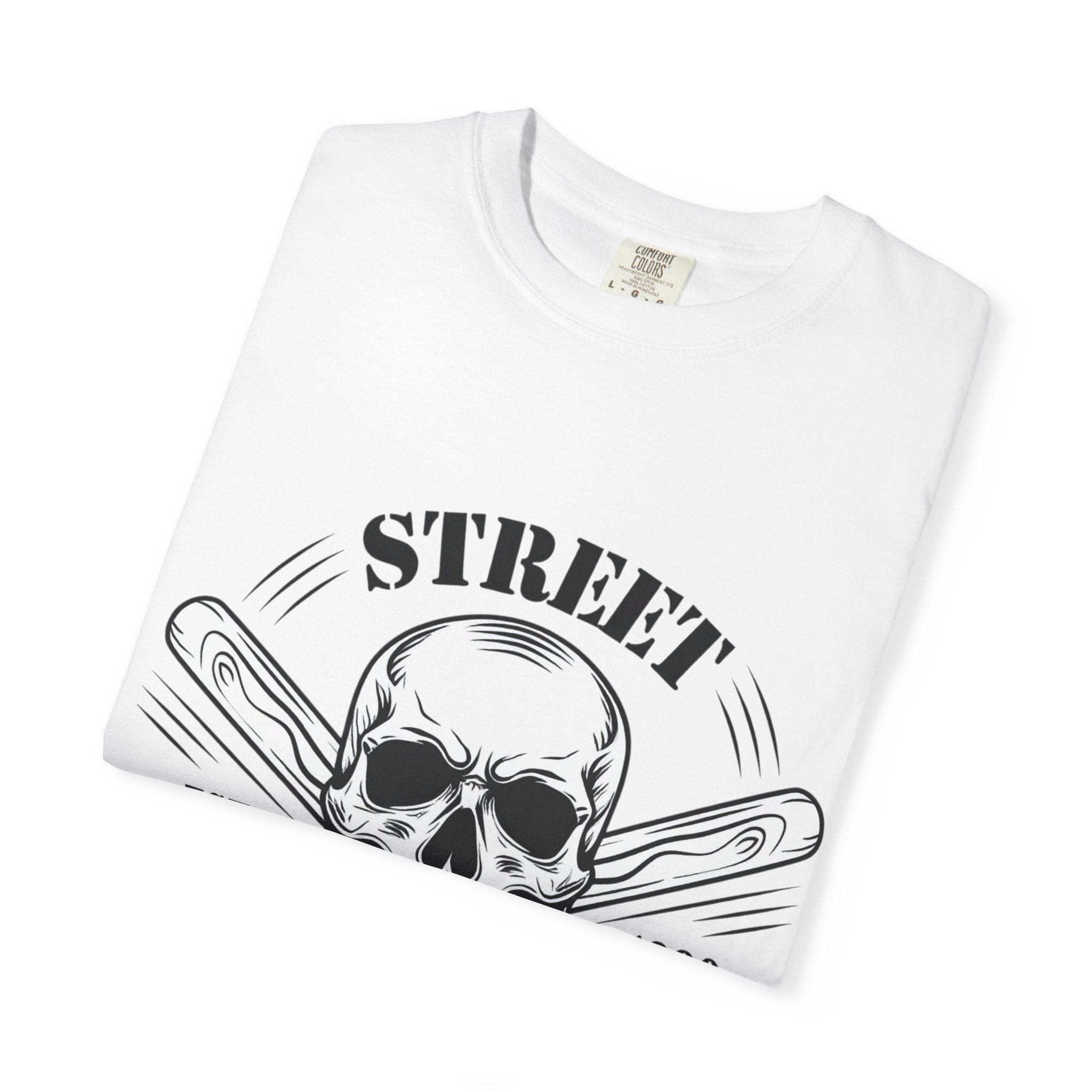 Street Fighting Club Skull T-Shirt — Vintage Skull & Crossed Baseball Bats Design