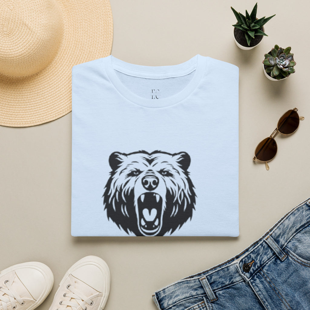 Bear Graphic T‑Shirt — Roaring Bear Vertical Text Design