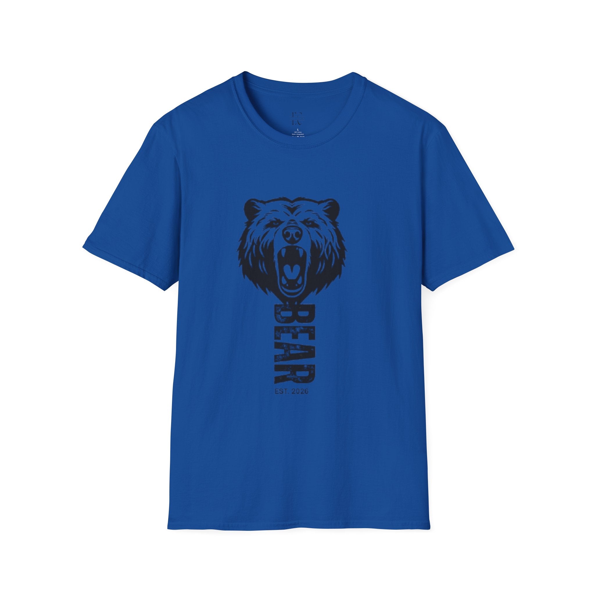 Bear Graphic T‑Shirt — Roaring Bear Vertical Text Design