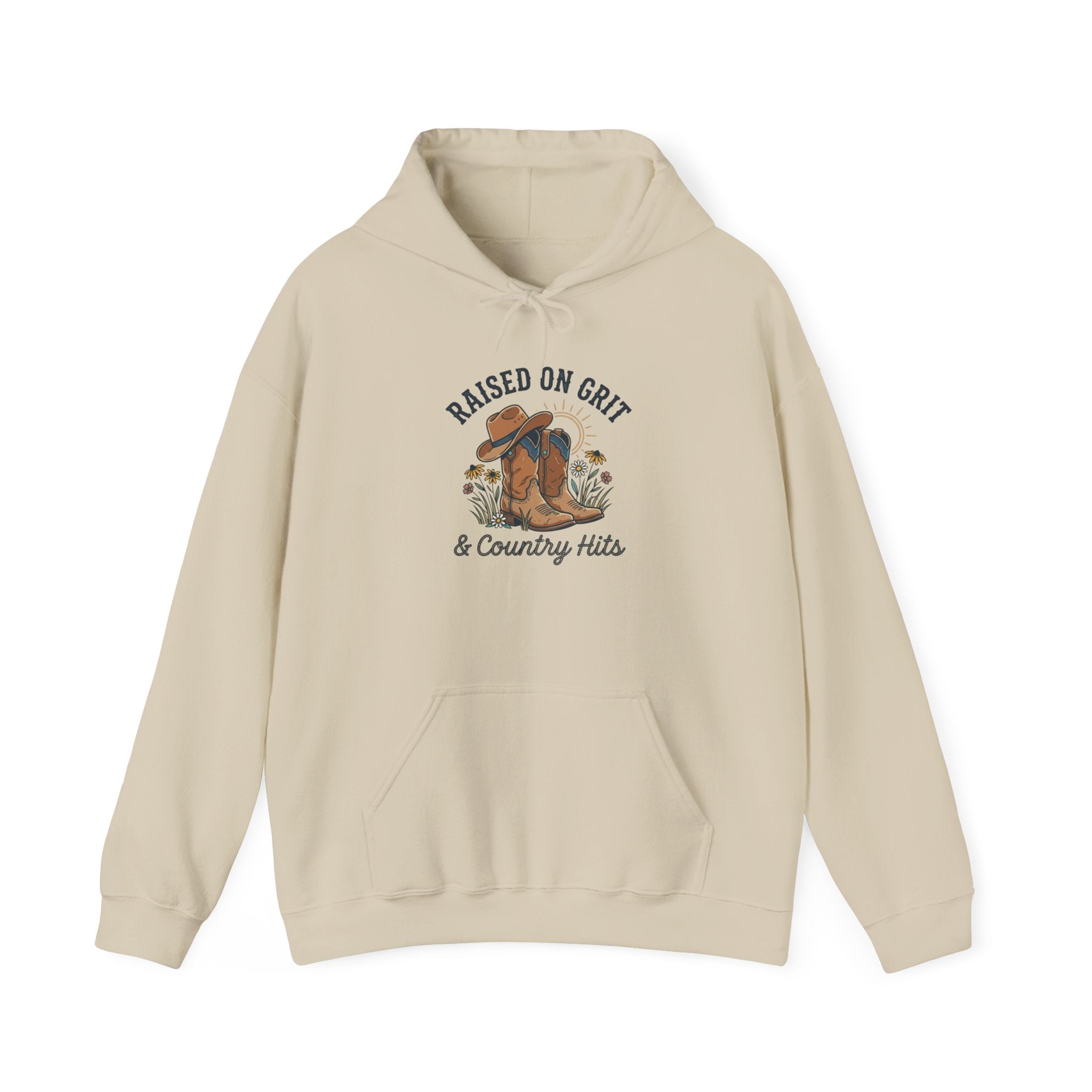 Raised on Grit & Country Hits Hoodie | western ranch cowgirl rustic prairie