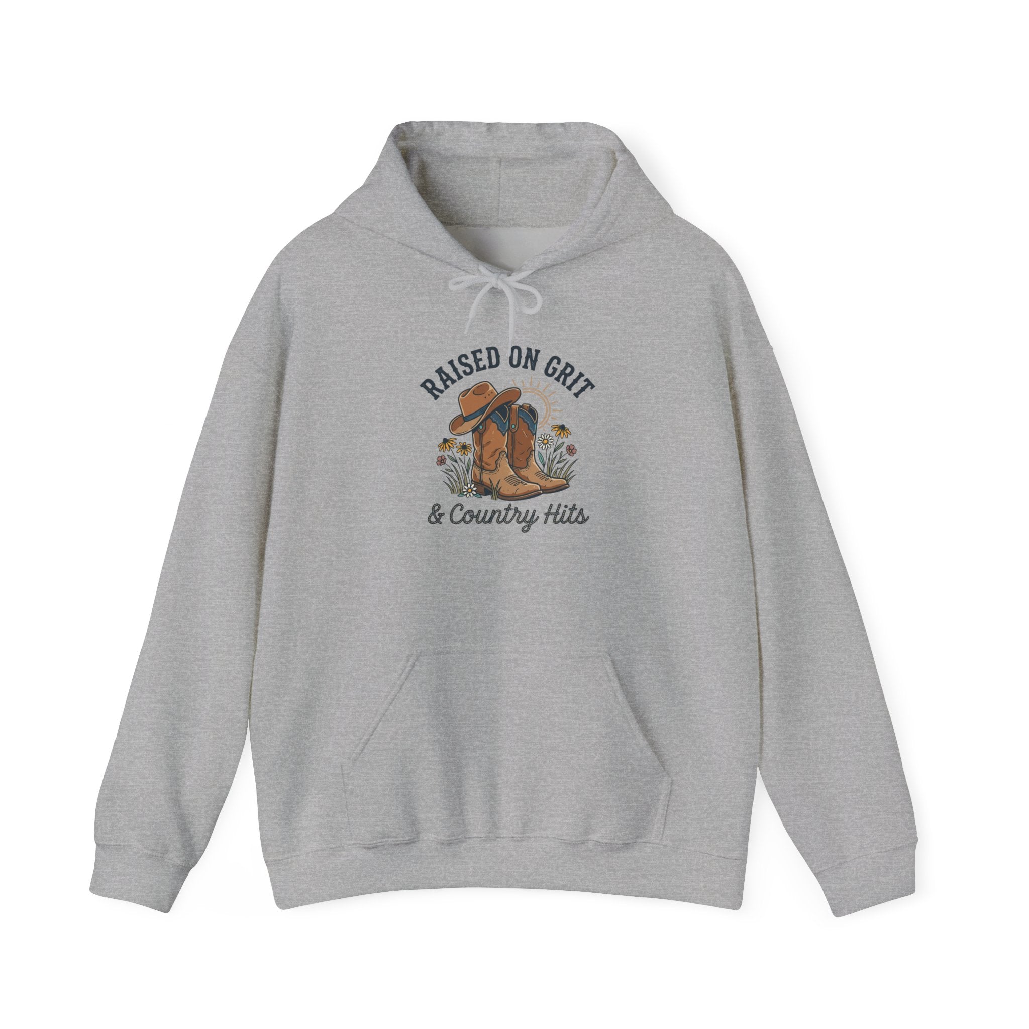 Raised on Grit & Country Hits Hoodie | western ranch cowgirl rustic prairie