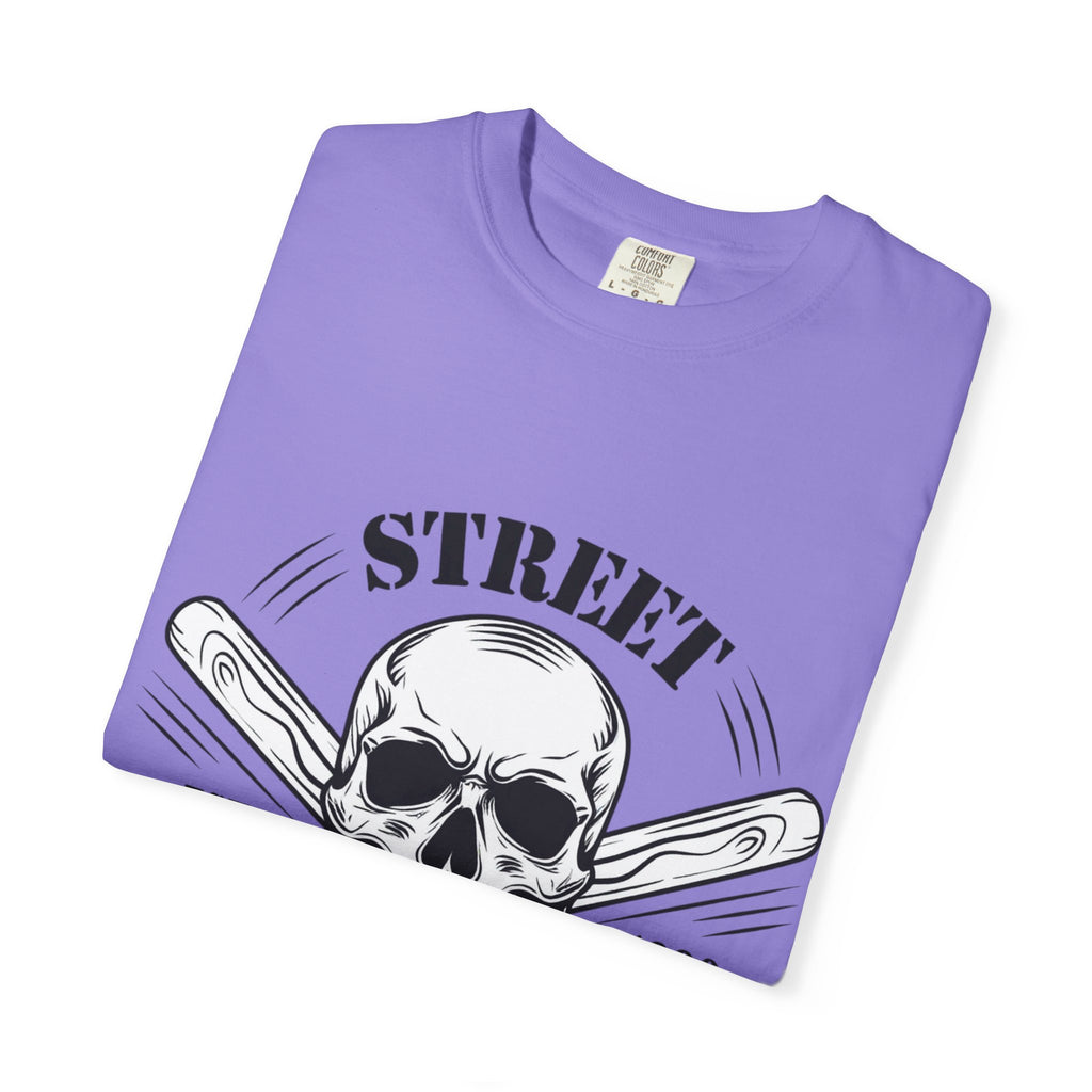 Street Fighting Club Skull T-Shirt — Vintage Skull & Crossed Baseball Bats Design