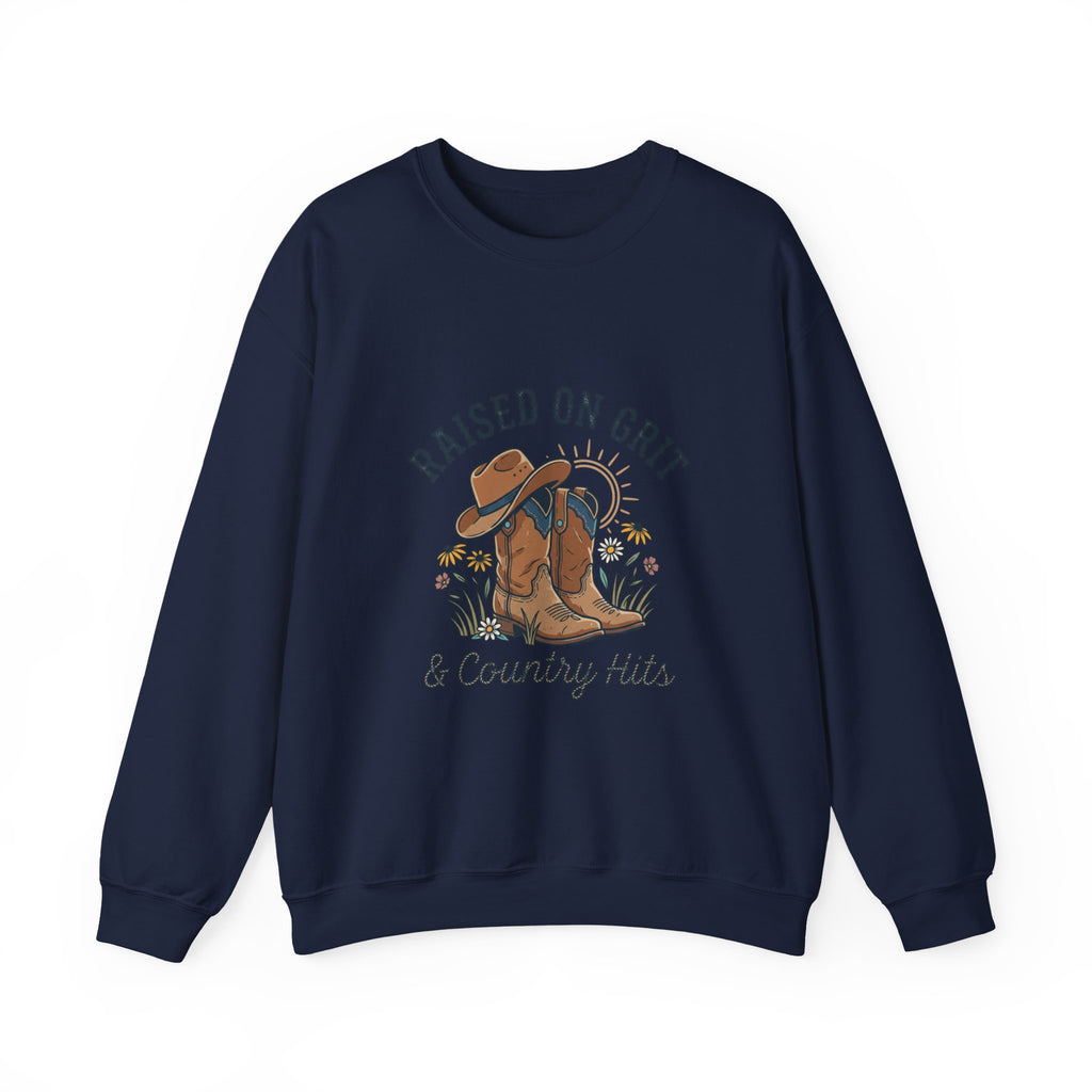 Raised on Grit & Country Hits Sweatshirt | western ranch rustic prairie