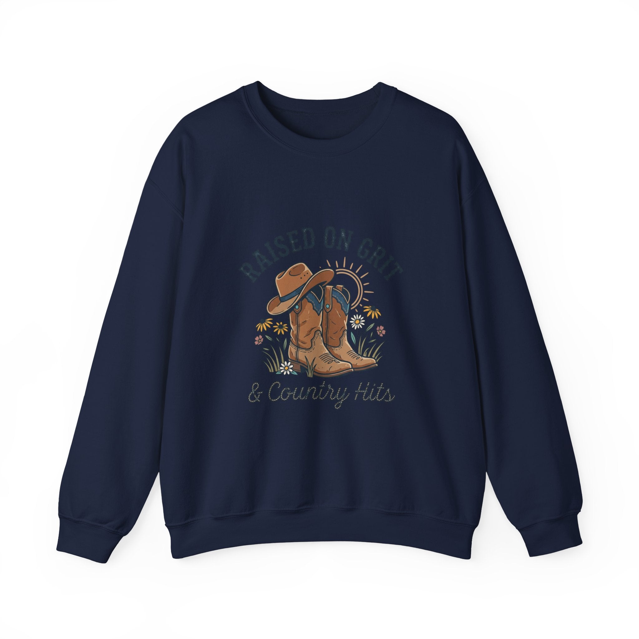 Raised on Grit & Country Hits Sweatshirt | western ranch rustic prairie
