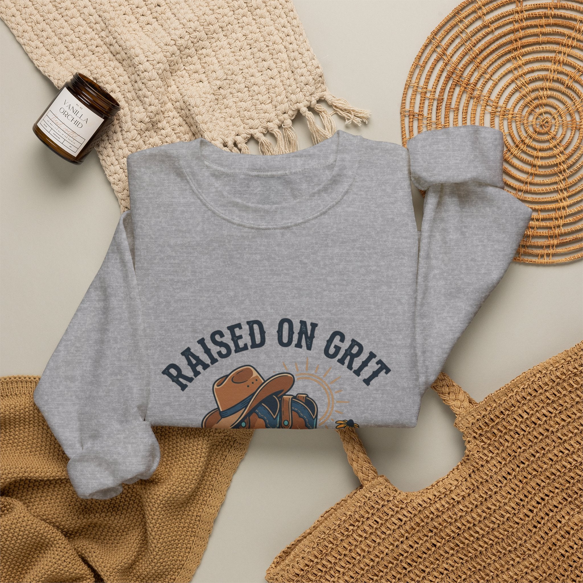 Raised on Grit & Country Hits Sweatshirt | western ranch rustic prairie