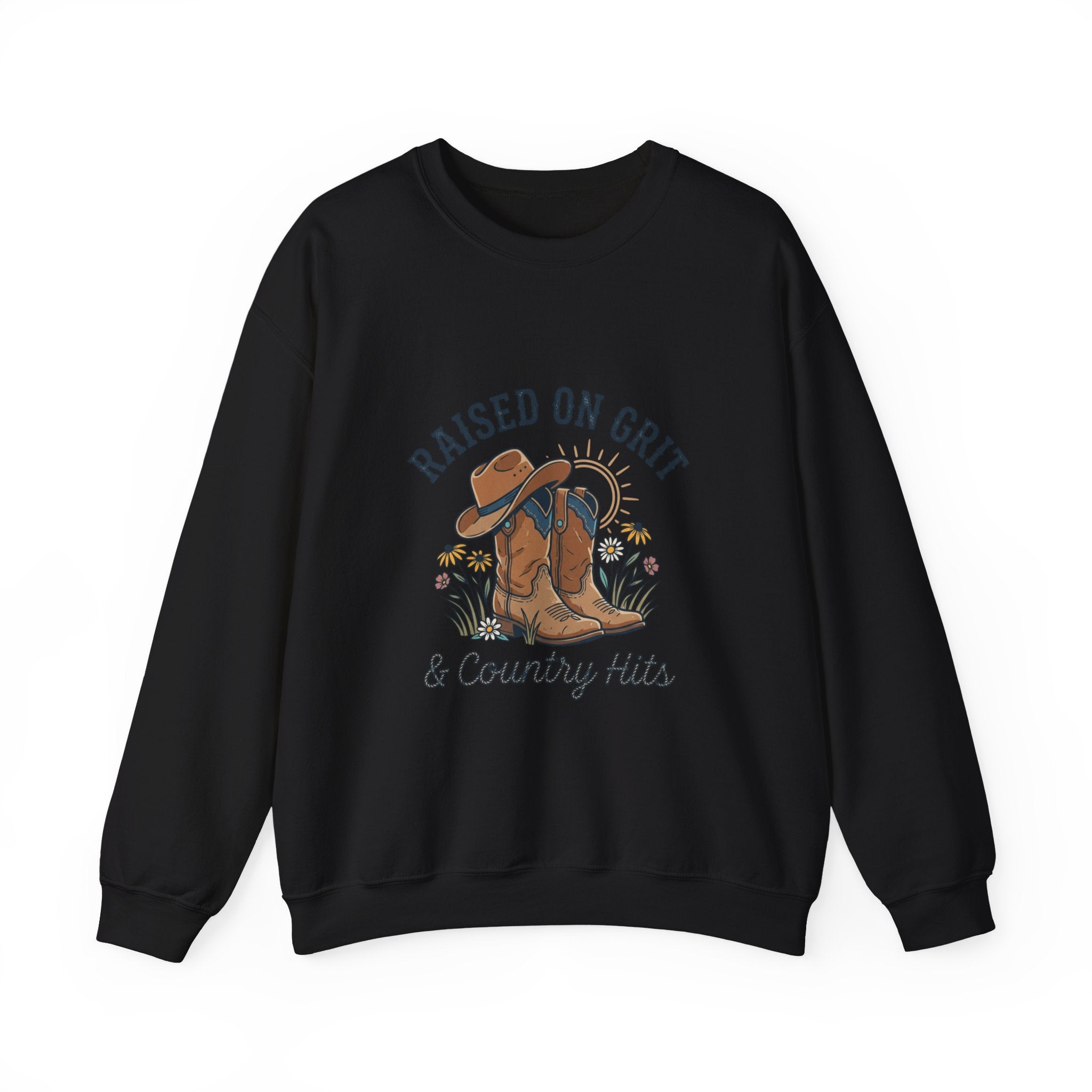 Raised on Grit & Country Hits Sweatshirt | western ranch rustic prairie