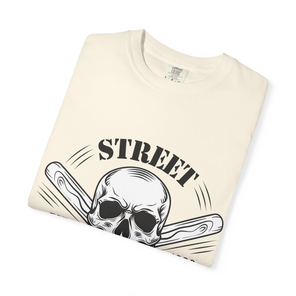 Street Fighting Club Skull T-Shirt — Vintage Skull & Crossed Baseball Bats Design