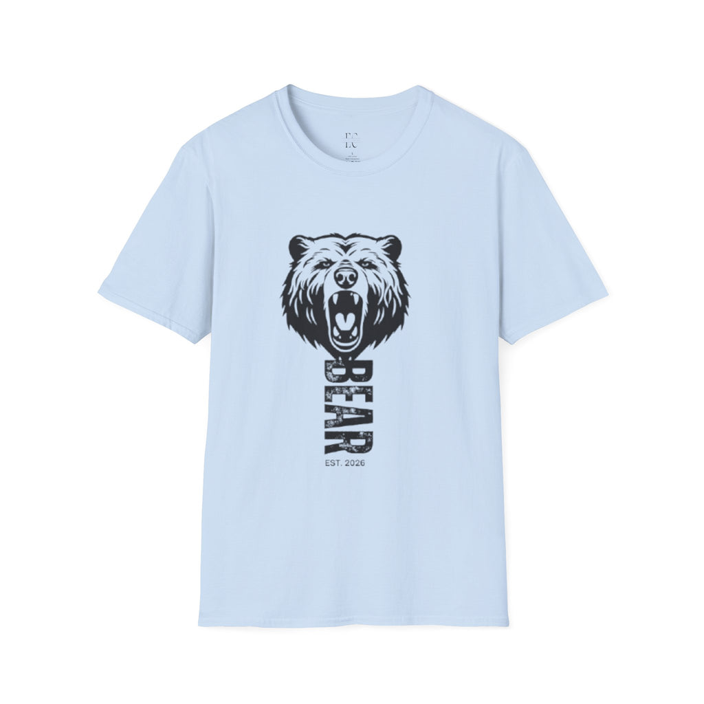 Bear Graphic T‑Shirt — Roaring Bear Vertical Text Design