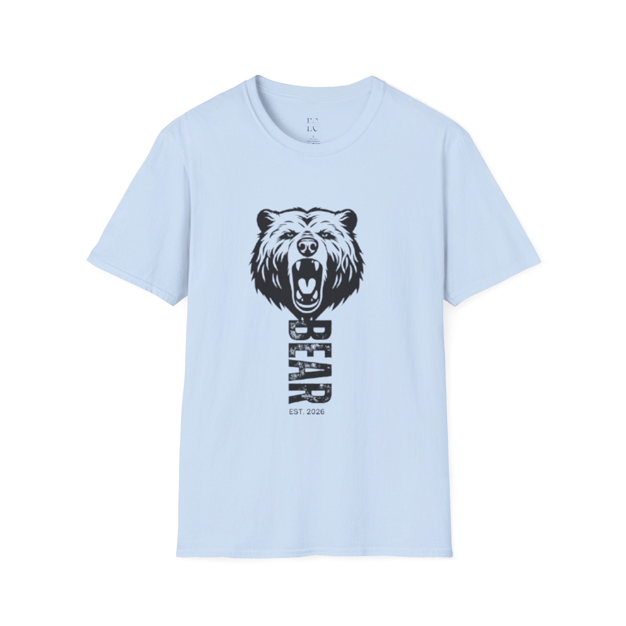 Bear Graphic T‑Shirt — Roaring Bear Vertical Text Design