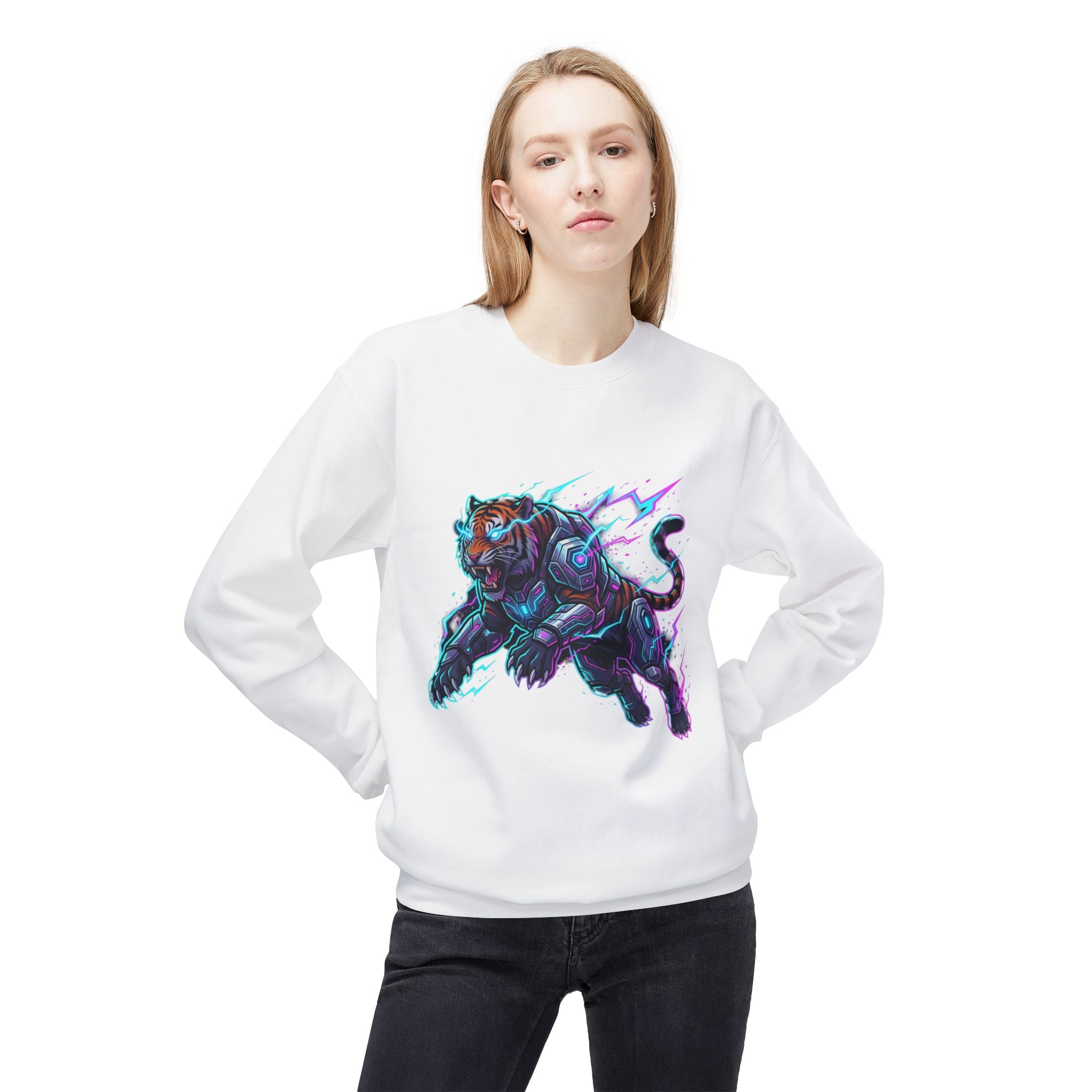 Cyber Panther Sweatshirt — Electric Neon Panther Graphic Crewneck